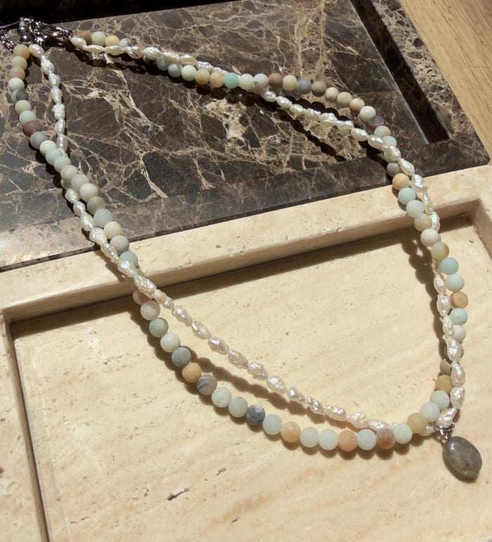 Sheila - Amazonite & Pearl Necklace