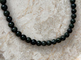 Green serpentine stone necklace with stainless steel clasp