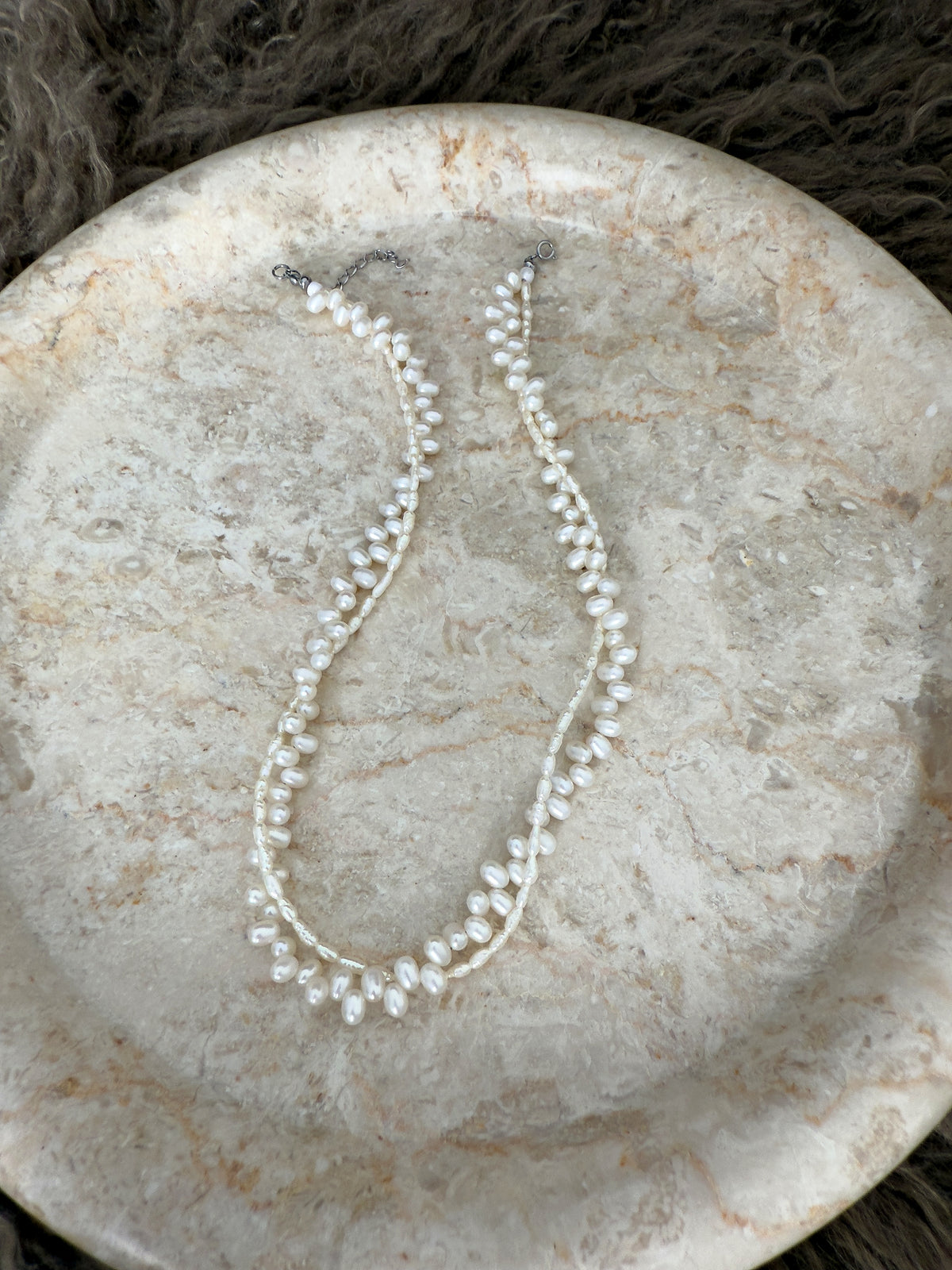 Double Strand Twisted Pearl Necklace