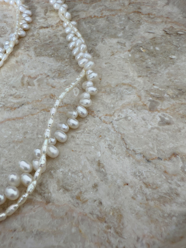 Double Strand Twisted Pearl Necklace
