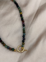 Multicoloured natural agate strand necklace, handmade