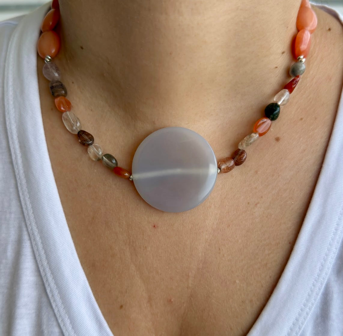 Full Moon Necklace - Jade, Amethyst & Jasper