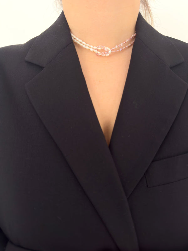 Double Pearl & Crystal Choker