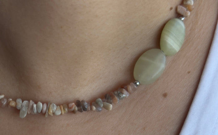 Peach Sorbet - Moonstone & Agate Choker Necklace