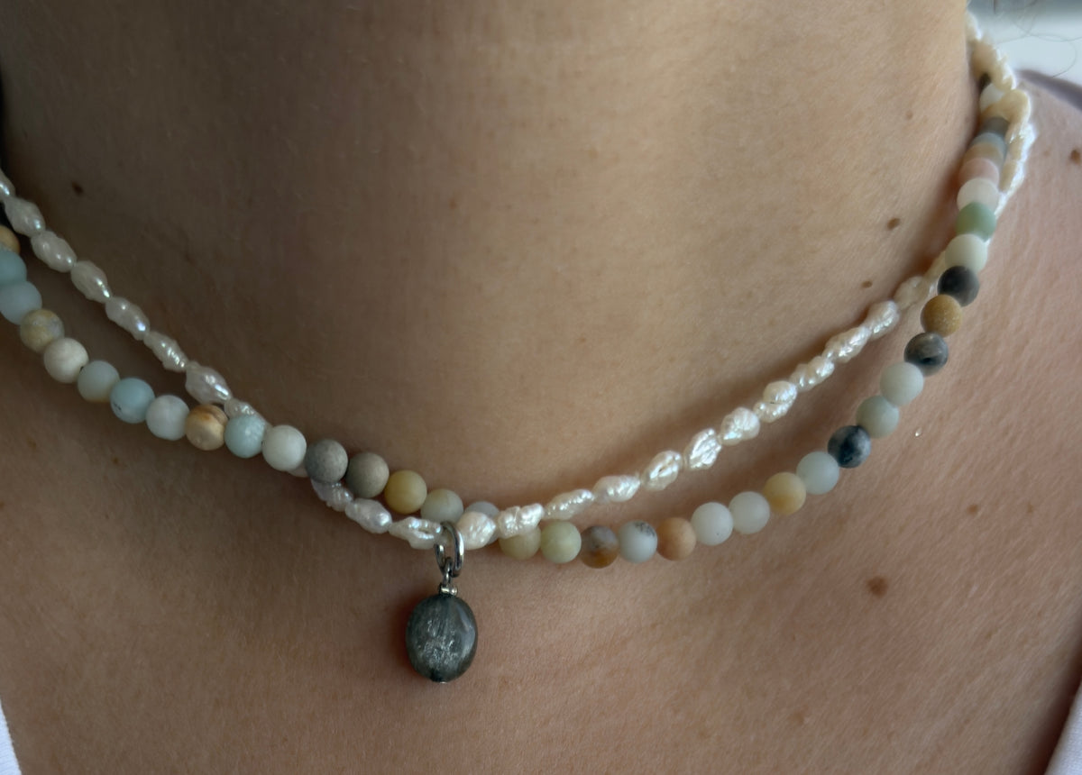 Sheila - Amazonite & Pearl Necklace