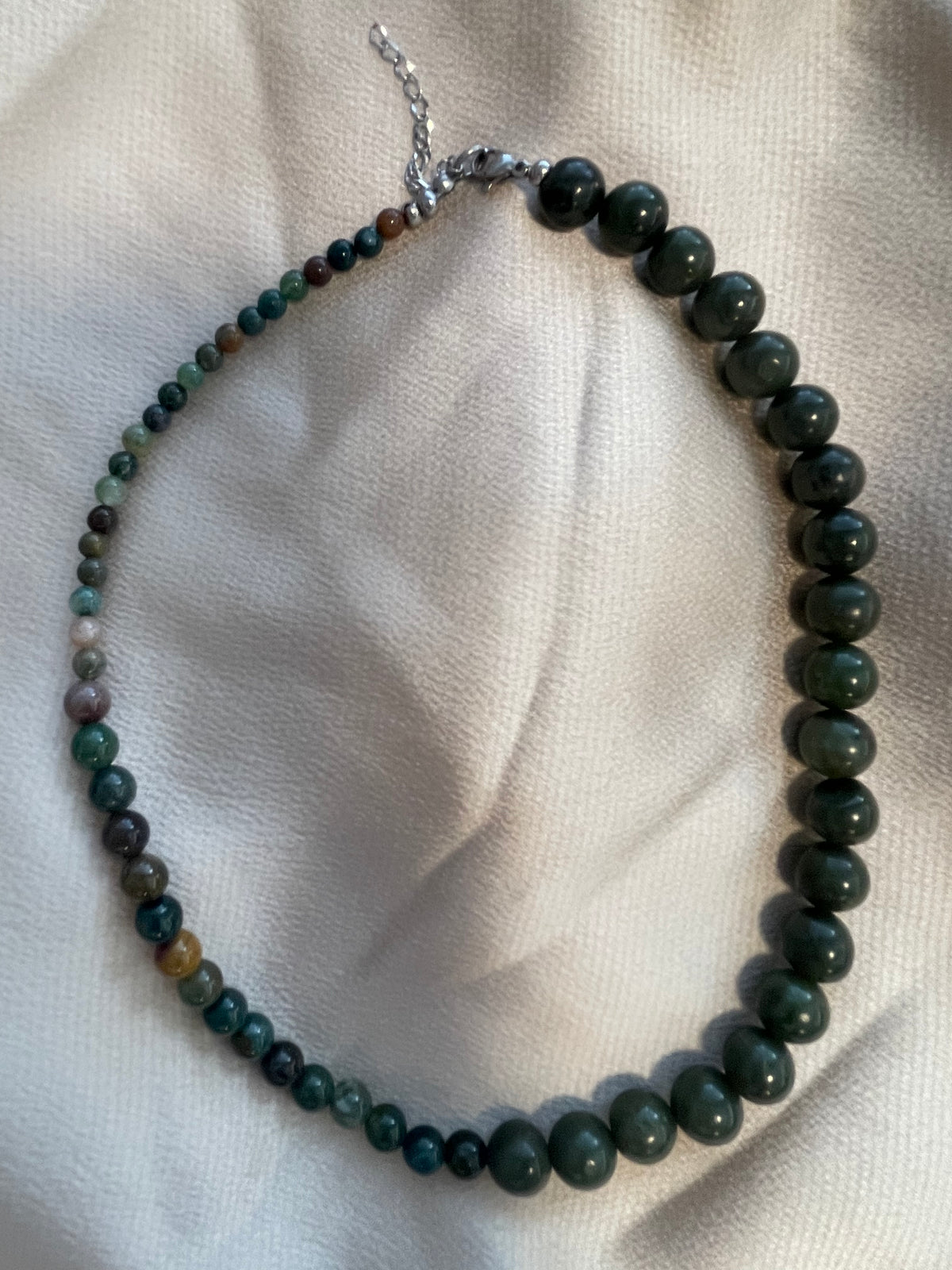 Serpentine & Indian Agate Graduated Necklace
