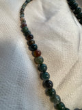 Serpentine & Indian Agate Graduated Necklace