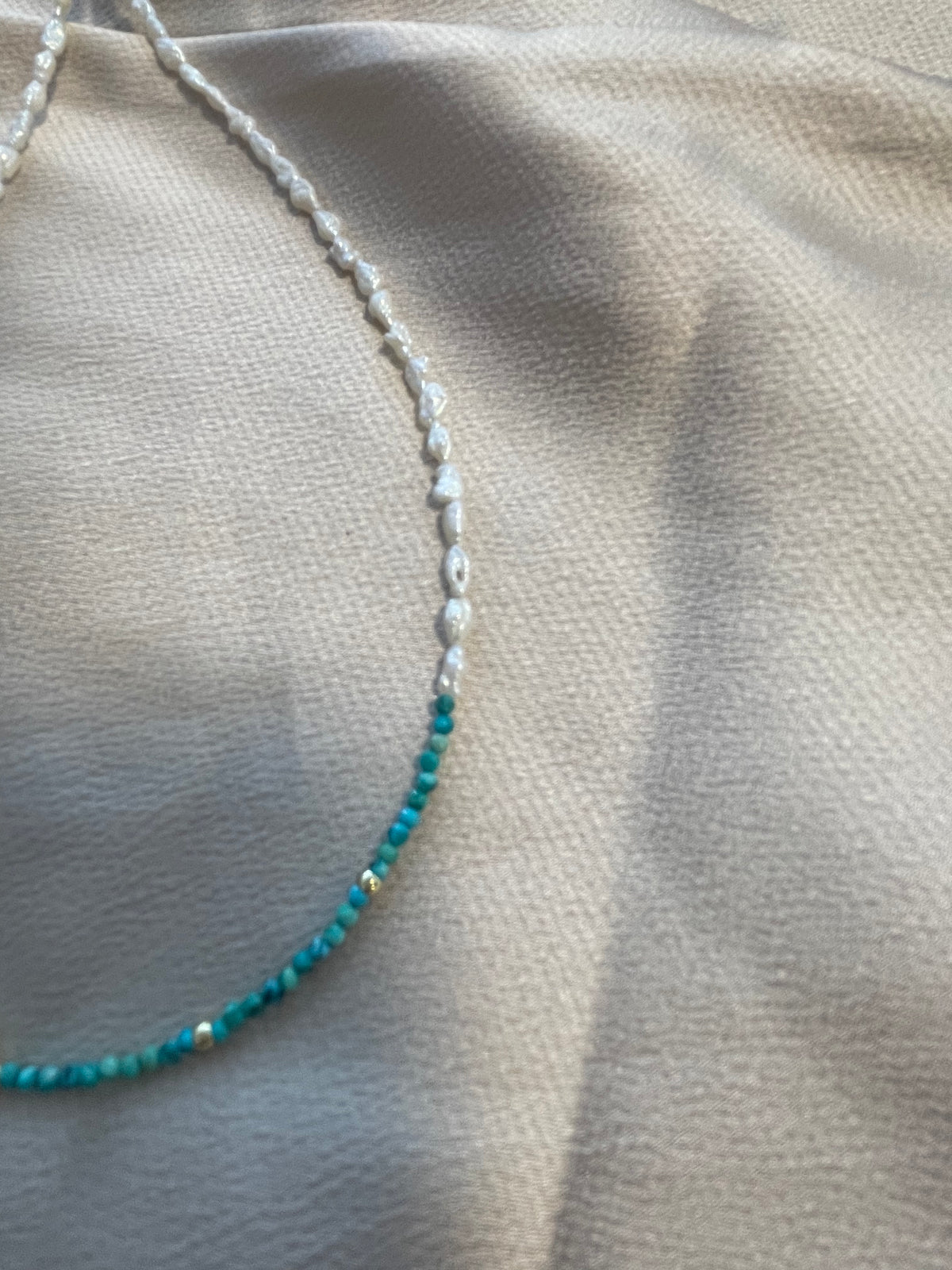 Turquoise & Pearl Evil Eye Necklace